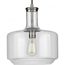 Progress Lighting P500231-009 - Latrobe Collection One-Light Brushed Nickel Clear Glass Coastal Pendant Light