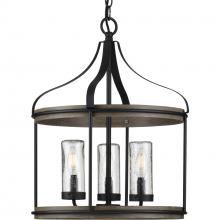 Progress Lighting P500235-031 - Brenham Collection Black Three-Light Outdoor Pendant