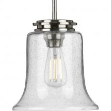 Progress Lighting P500238-009 - Winslett Collection One-Light Brushed Nickel Clear Seeded Glass Coastal Pendant Light