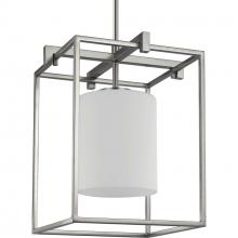 Progress Lighting P500274-009 - Chadwick Collection One-Light Brushed Nickel Etched Opal Glass Modern Pendant Light