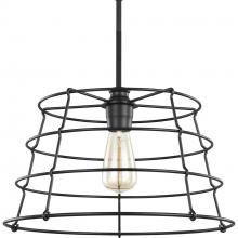 Progress Lighting P500282-031 - Chambers Collection One-Light Matte Black Farmhouse Pendant Light