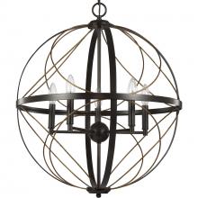 Progress Lighting P500287-020 - Brandywine Collection Five-Light Antique Bronze Farmhouse Pendant Light