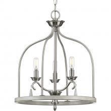 Progress Lighting P500296-009 - Vinings Collection Three-Light Brushed Nickel and Grey Washed Oak Foyer Pendant Light