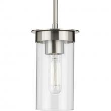 Progress Lighting P500314-009 - Kellwyn Collection One-Light Brushed Nickel and Clear Glass Transitional Style Hanging Mini-Pendant