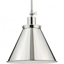 Progress Lighting P500325-104 - Hinton Collection One-Light Polished Nickel Vintage Style Hanging Pendant Light