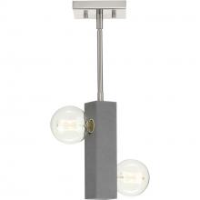 Progress Lighting P500328-009 - Mill Beam Collection Two-Light Brushed Nickel/Faux Concrete Industrial Style Convertible Mini-Pendan