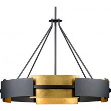 Progress Lighting P500331-031 - Lowery Collection Six-Light Textured Black Industrial Luxe Hanging Pendant Light with Distressed Gol