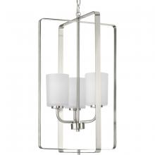 Progress Lighting P500342-009 - League Collection Three-Light Brushed Nickel and Etched Glass Modern Farmhouse Foyer Chandelier Ligh