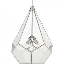 Progress Lighting P5322-09 - Cinq Collection Three-Light Brushed Nickel Clear Glass Global Pendant Light