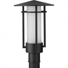 Progress Lighting P540097-031 - Exton Collection One-Light Textured Black and Etched Seeded Glass Modern Style Outdoor Post Lantern