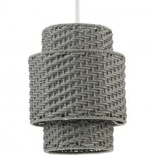 Progress Lighting P550084-151 - Manteo One-Light Cottage White with Weathered Grey Rattan Indoor/Outdoor Hanging Pendant Light