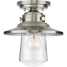 Progress Lighting P550094-135 - Tremont Collection One-Light Stainless Steel and Clear Seeded Glass Farmhouse Style Ceiling Light