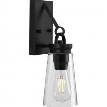 Progress Lighting P710097-031 - Stockbrace Collection One-Light Matte Black and Clear Glass Farmhouse Style Wall Light