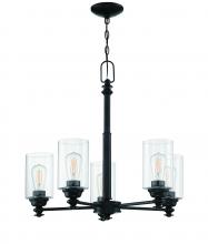  49825-FB-C - Dardyn 5 Light Chandelier in Flat Black (Clear Glass)