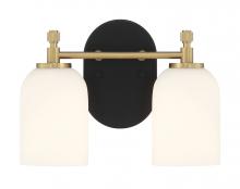 Craftmade 60302-FBSB - Council 2 Light Vanity in Flat Black/Satin Brass