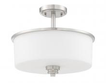 Craftmade 50552-BNK-WG - Bolden 2 Light Convertible Semi Flush in Brushed Polished Nickel (White Glass)