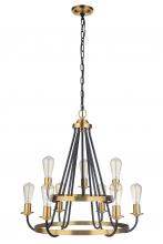 Craftmade 50329-FBSB - Randolph 9 Light Chandelier in Flat Black/Satin Brass