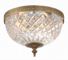 Crystorama 117-12-OB - Crystorama 3 Light Olde Brass Crystal Flush Mount