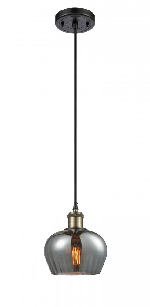 Fenton - 1 Light - 7 inch - Black Antique Brass - Cord hung - Mini Pendant