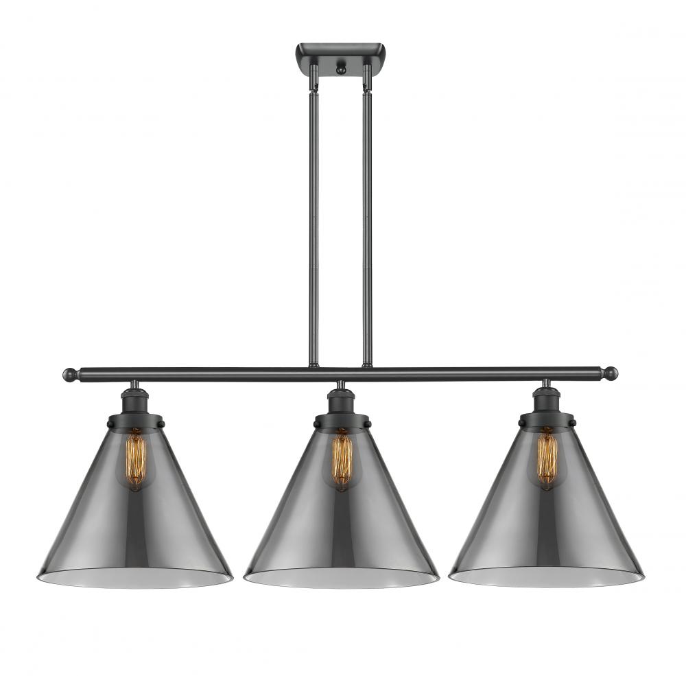 Cone - 3 Light - 36 inch - Matte Black - Stem Hung - Island Light