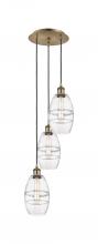  113B-3P-AB-G557-6CL - Vaz - 3 Light - 12 inch - Antique Brass - Cord hung - Multi Pendant