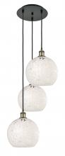 Innovations Lighting 113B-3P-BAB-G1216-10WM - White Mouchette - 3 Light - 17 inch - Black Antique Brass - Cord Hung - Multi Pendant