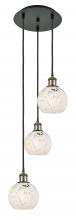 Innovations Lighting 113B-3P-BAB-G1216-6WM - White Mouchette - 3 Light - 13 inch - Black Antique Brass - Cord Hung - Multi Pendant