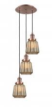 Innovations Lighting 113F-3P-AC-G146 - Chatham - 3 Light - 14 inch - Antique Copper - Cord hung - Multi Pendant