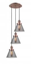 Innovations Lighting 113F-3P-AC-G43 - Cone - 3 Light - 14 inch - Antique Copper - Cord hung - Multi Pendant