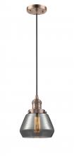 Innovations Lighting 201C-AC-G173-LED - Fulton - 1 Light - 7 inch - Antique Copper - Cord hung - Mini Pendant