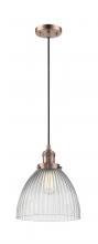 Innovations Lighting 201C-AC-G222-LED - Seneca Falls - 1 Light - 10 inch - Antique Copper - Cord hung - Mini Pendant