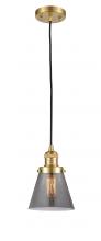 Innovations Lighting 201C-SG-G63-LED - Cone - 1 Light - 6 inch - Satin Gold - Cord hung - Mini Pendant