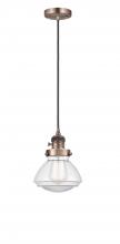 Innovations Lighting 201CSW-AC-G322-LED - Olean - 1 Light - 7 inch - Antique Copper - Cord hung - Mini Pendant