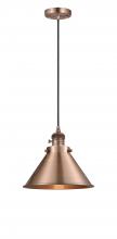 Innovations Lighting 201CSW-AC-M10-AC-LED - Briarcliff - 1 Light - 10 inch - Antique Copper - Cord hung - Mini Pendant