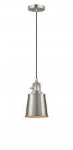 Innovations Lighting 201CSW-SN-M9-SN-LED - Addison - 1 Light - 5 inch - Brushed Satin Nickel - Cord hung - Mini Pendant