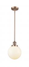 Innovations Lighting 201S-AC-G201-8-LED - Beacon - 1 Light - 8 inch - Antique Copper - Stem Hung - Mini Pendant