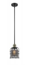 Innovations Lighting 201S-BAB-G53-CE - Bell Cage - 1 Light - 6 inch - Black Antique Brass - Stem Hung - Mini Pendant