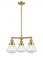 Innovations Lighting 207-SG-G322-LED - Olean - 3 Light - 19 inch - Satin Gold - Stem Hung - Chandelier