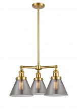 Innovations Lighting 207-SG-G43-LED - Cone - 3 Light - 22 inch - Satin Gold - Stem Hung - Chandelier