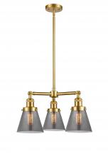 Innovations Lighting 207-SG-G63-LED - Cone - 3 Light - 19 inch - Satin Gold - Stem Hung - Chandelier