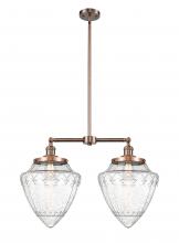  209-AC-G664-12 - Bullet - 2 Light - 24 inch - Antique Copper - Stem Hung - Island Light