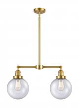 Innovations Lighting 209-SG-G204-8-LED - Beacon - 2 Light - 25 inch - Satin Gold - Stem Hung - Island Light