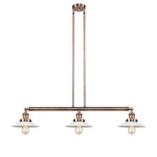 Innovations Lighting 213-AC-G1-LED - Halophane - 3 Light - 41 inch - Antique Copper - Stem Hung - Island Light