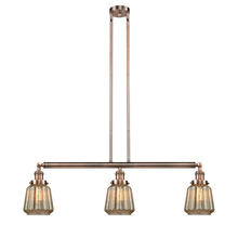 Innovations Lighting 213-AC-G146-LED - Chatham - 3 Light - 39 inch - Antique Copper - Stem Hung - Island Light