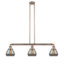 Innovations Lighting 213-AC-G173-LED - Fulton - 3 Light - 39 inch - Antique Copper - Stem Hung - Island Light