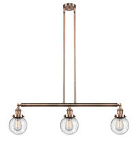 Innovations Lighting 213-AC-G204-6-LED - Beacon - 3 Light - 39 inch - Antique Copper - Stem Hung - Island Light