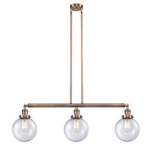 Innovations Lighting 213-AC-G204-8-LED - Beacon - 3 Light - 41 inch - Antique Copper - Stem Hung - Island Light