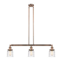 Innovations Lighting 213-AC-G513-LED - Bell - 3 Light - 38 inch - Antique Copper - Stem Hung - Island Light