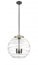  221-3S-BAB-G1213-18 - Athens Deco Swirl - 3 Light - 18 inch - Black Antique Brass - Cord hung - Pendant