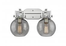 Innovations Lighting 411-2W-SN-G410-7SM - Newton Sphere - 2 Light - 17 inch - Satin Nickel - Bath Vanity Light